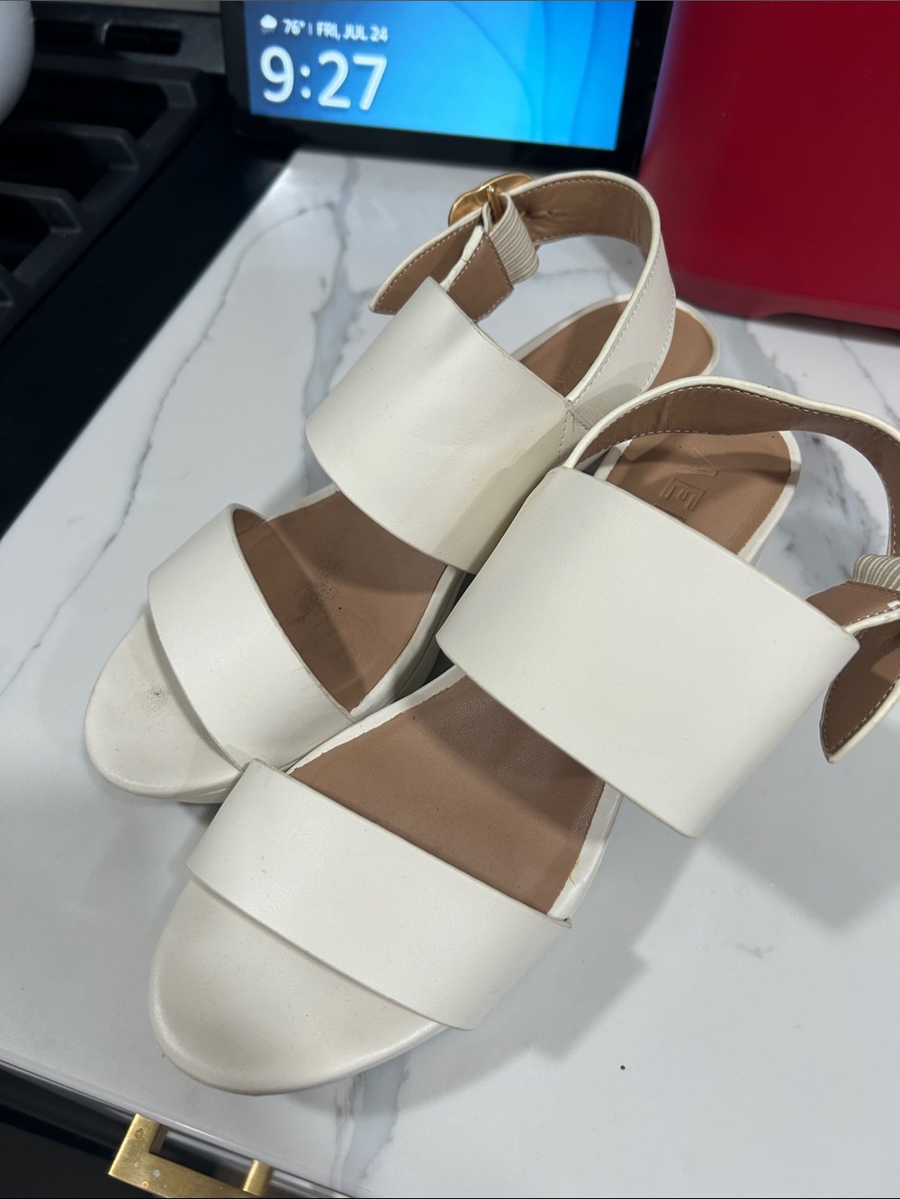 Aeropostale Cream Wide-Strap Slingback Heels